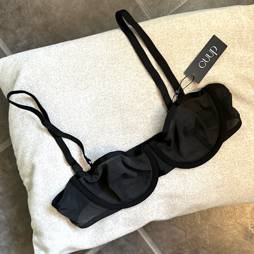 NWT CUUP "The Balconette" Mesh Black Bra size 36A